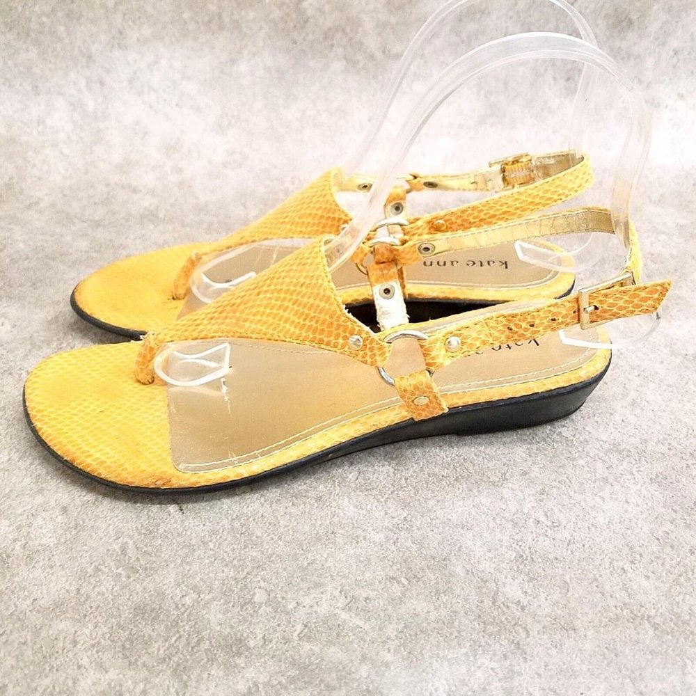 Kate Ann Womens  024-6039 Size 6.5 Yellow  Thong Slingback Sandals - Picture 4 of 10